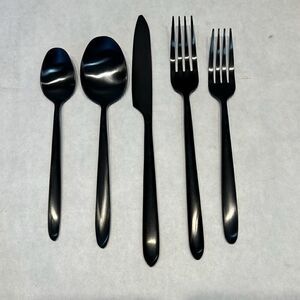 Black Metal Flatware Sets Silverware Set Forks Knives Knife Spoons
